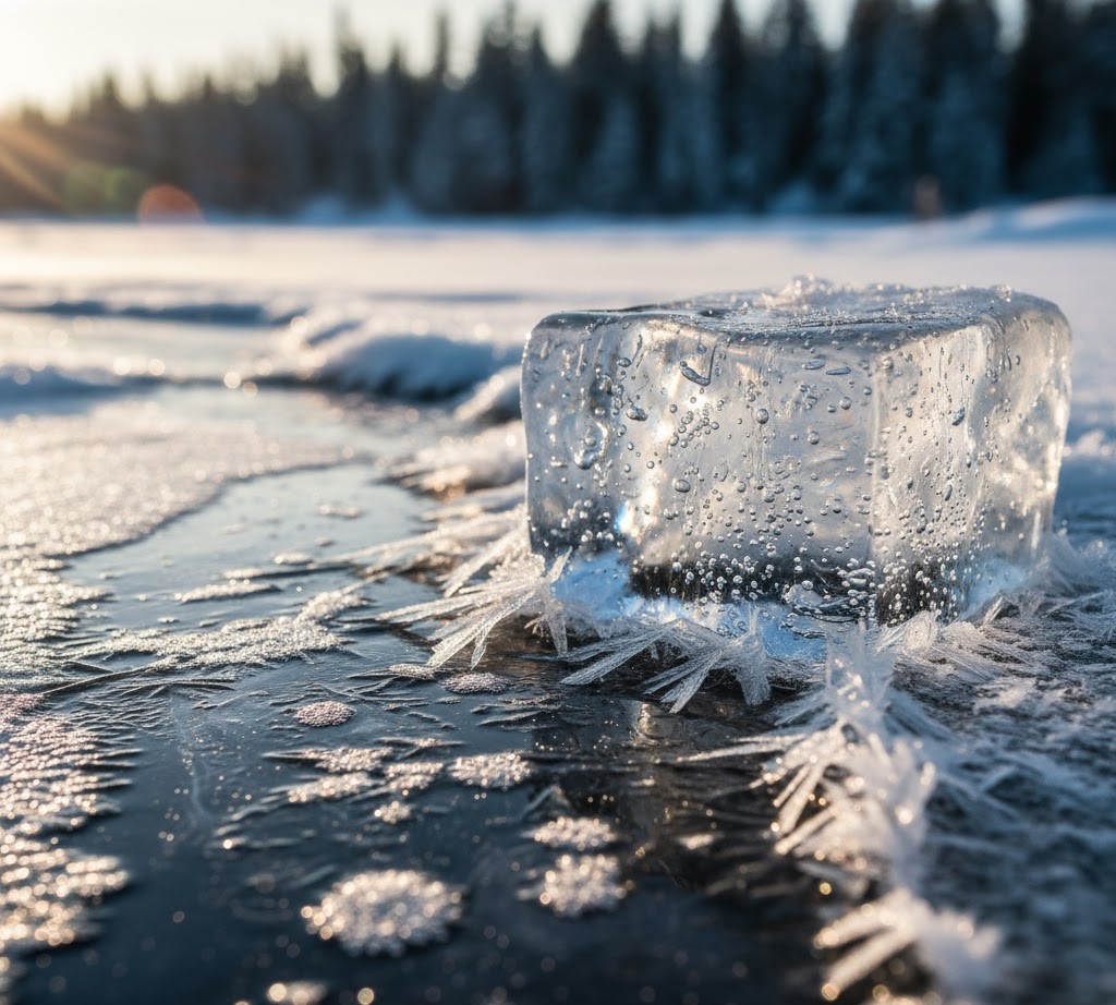 A setup showing containers of water at different temperatures in a freezer.