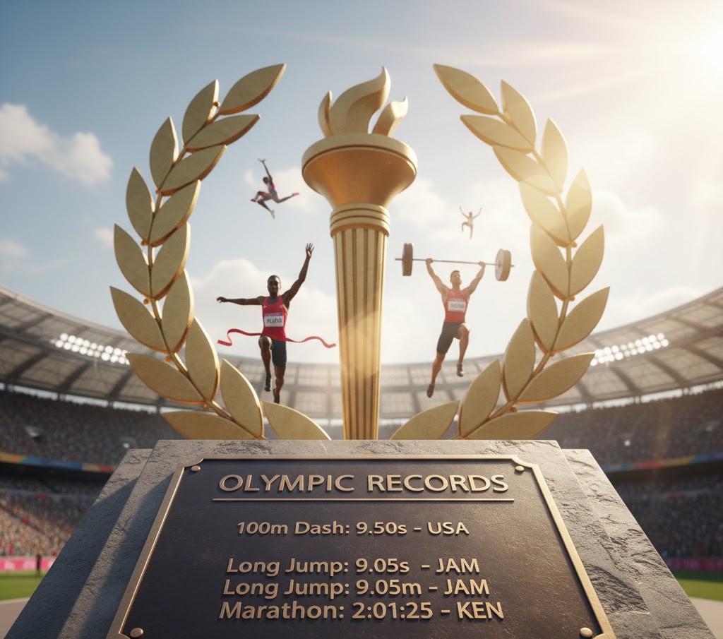 An athlete breaking an Olympic record